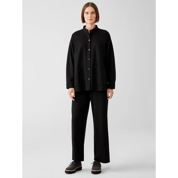 Eileen Fisher Womens Washable Flex Ponte Stand Collar Overshirt Brown size S - Picture 14 of 15